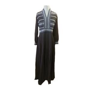 Vtg Avalon Classics Inc Women's Maxi Dress Sz 16 Embroidered 70s Gunne Sax Style